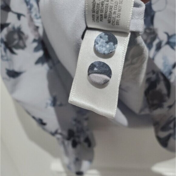 Contemporaine Par Simons- Button Down Boho Chic Loose Floral Poer Sleeved Blouse - Picture 9 of 13